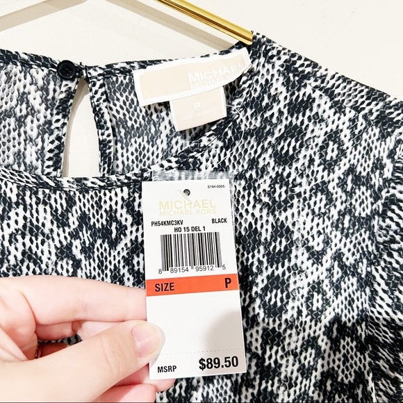 NWT Michael Kors Snakeskin Animal Geometric Print Peplum Top size P - Picture 4 of 8